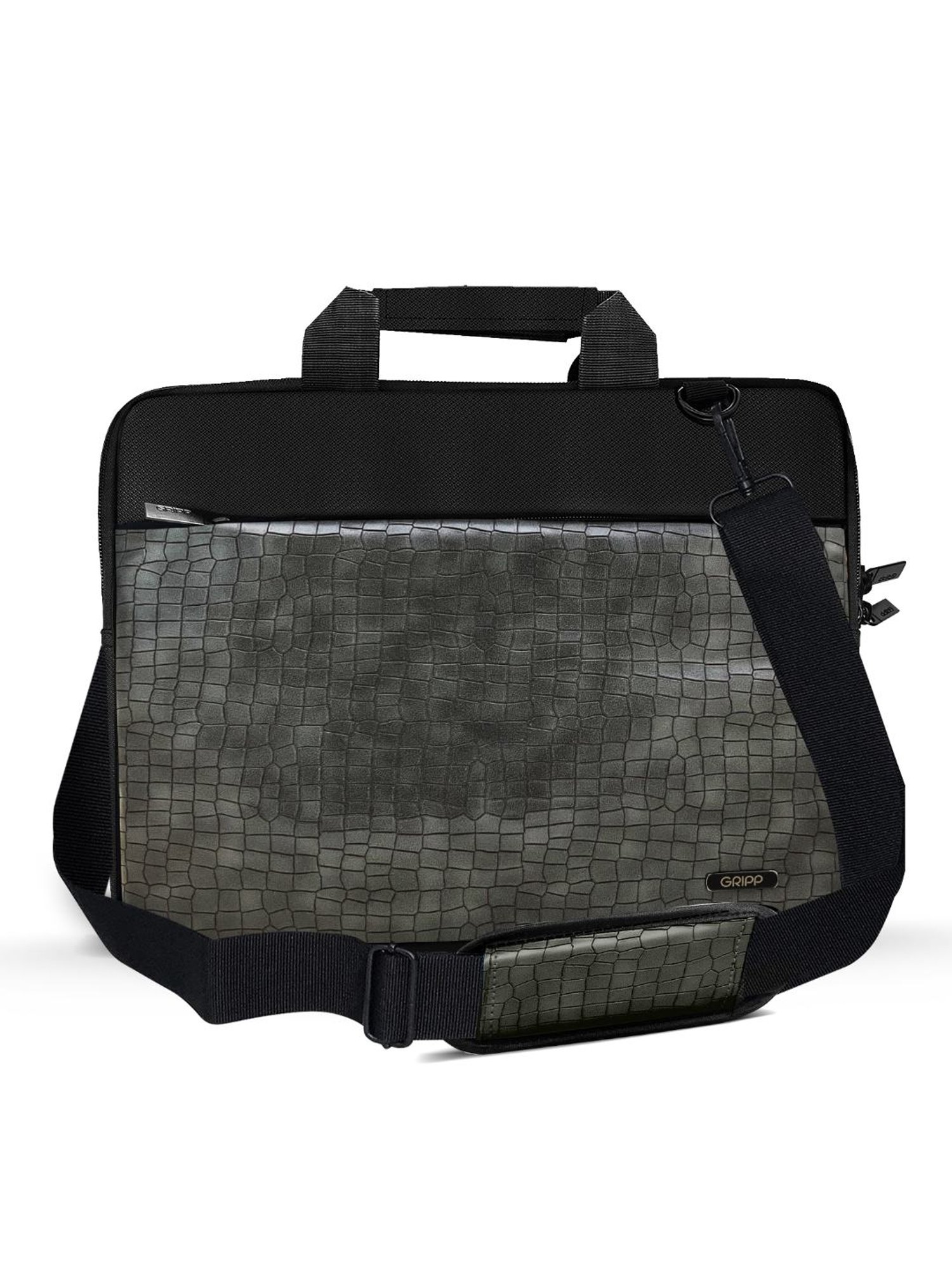 Gripp Croc Compact Fleet Executive Business Laptop & Tablet Bag For Macbook 13.3 & 14(Black & Green)