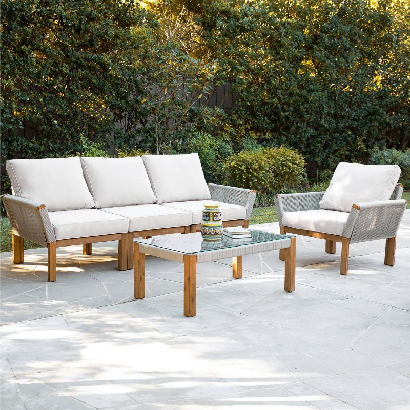 Celadon Indoor/Outdoor Armchair - Natural and White - Aiden Lane