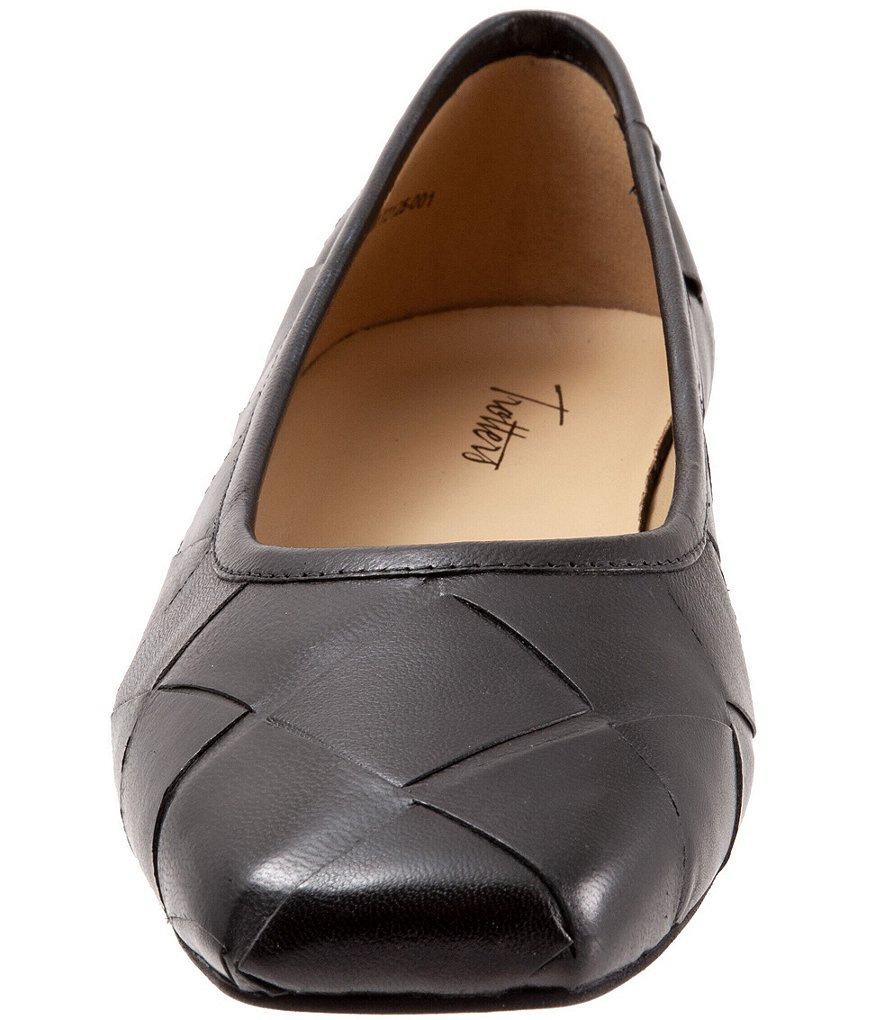 Trotters Hanny Woven Square Toe Leather Ballet Flats