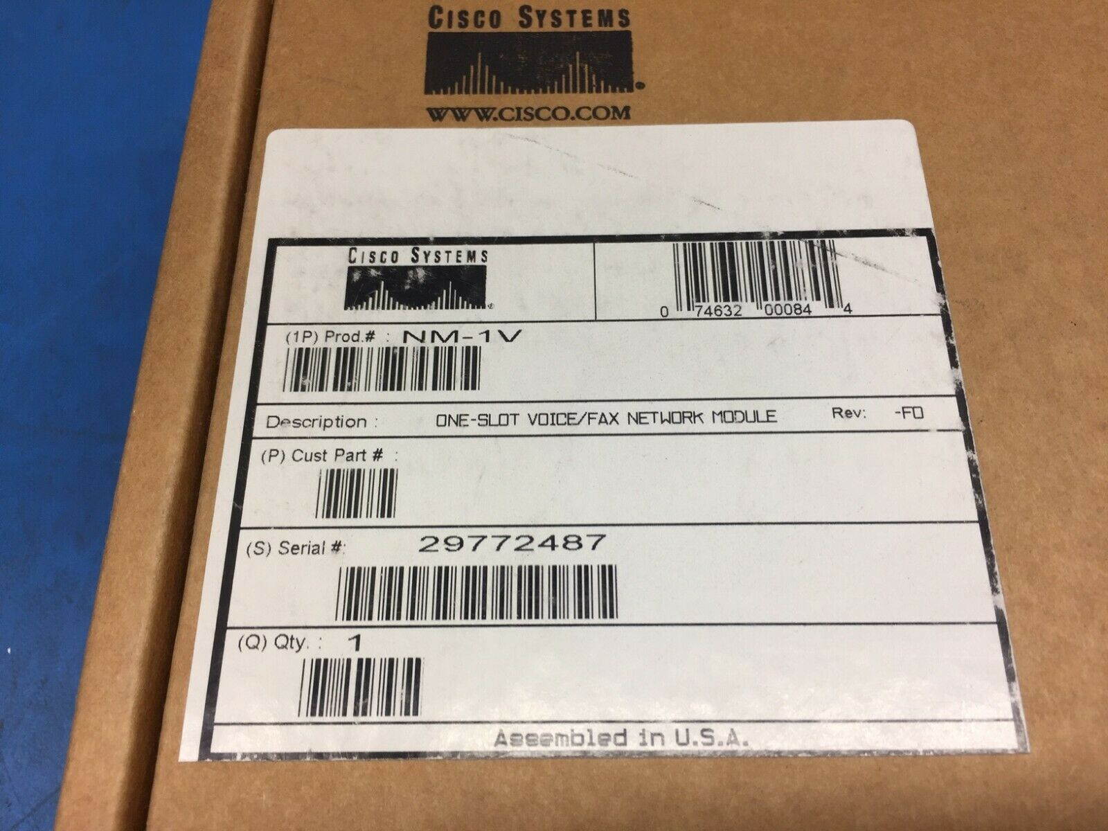 Cisco NM-1V= Voice/Fax Network Module