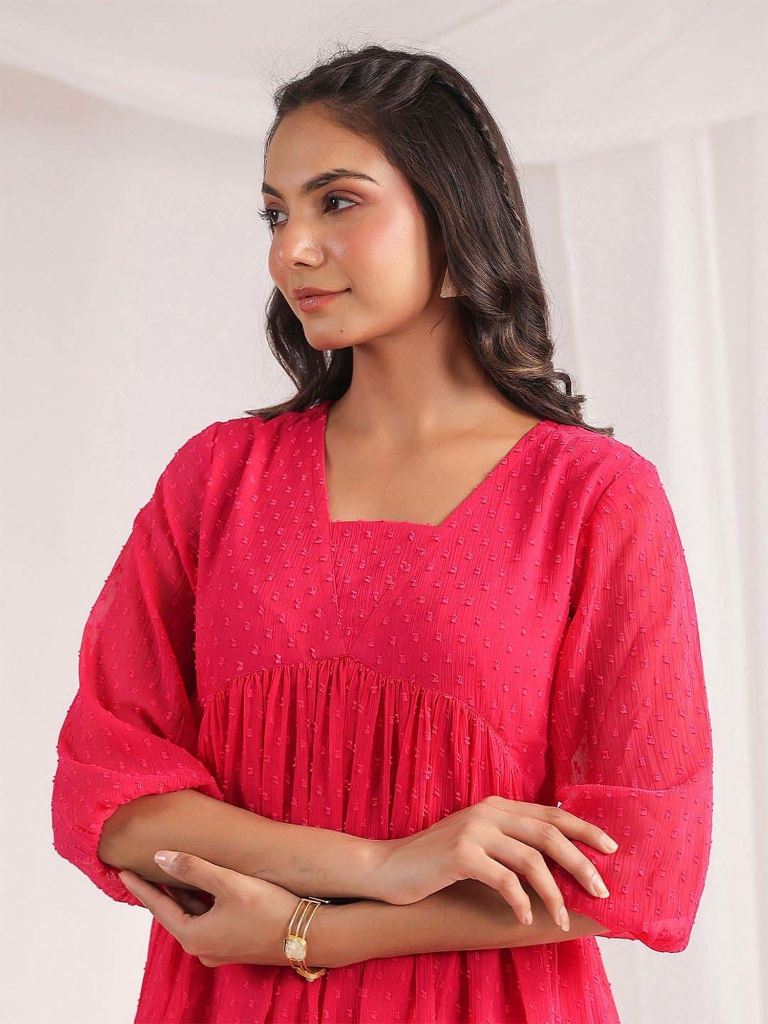 Janasya Pink Self Co-Ord Set