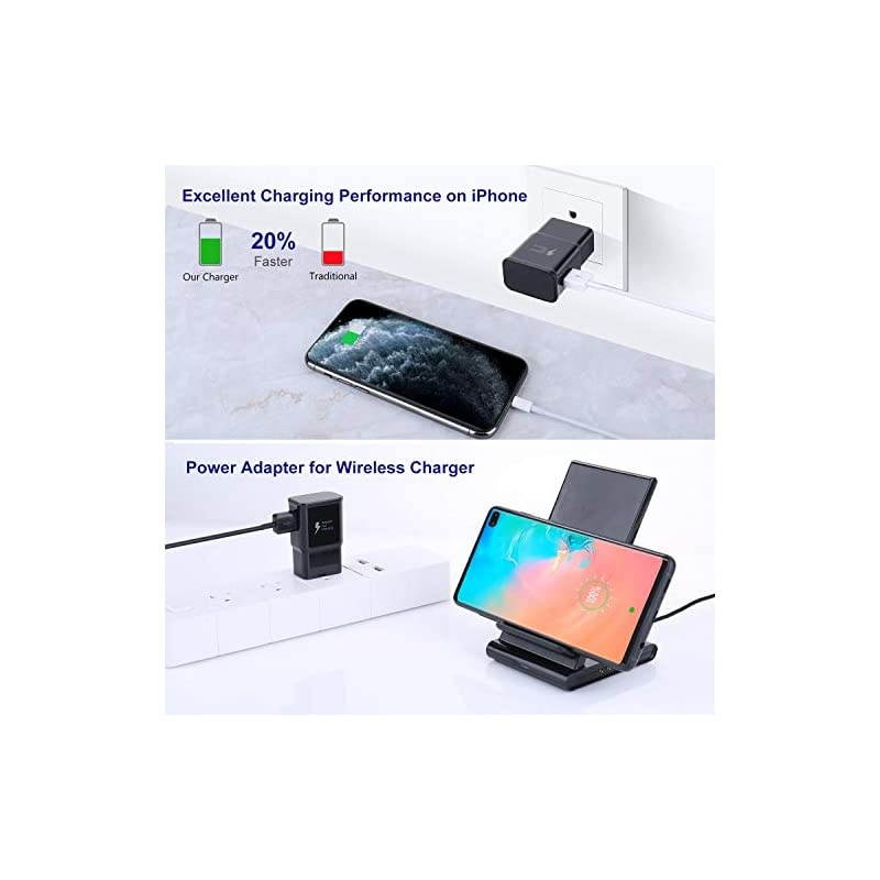 Adaptive Fast Wall Charger Adapter 4Pack  Quick Charging Block Compatible with Samsung Galaxy S9 S8 S10 EdgeActivePlus Note 9 8 LG G6 5 V20 30 HTC Moto Black