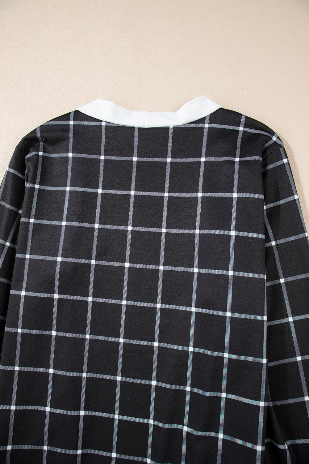 Black Plaid Casual Contrast Trim Knit Cardigan