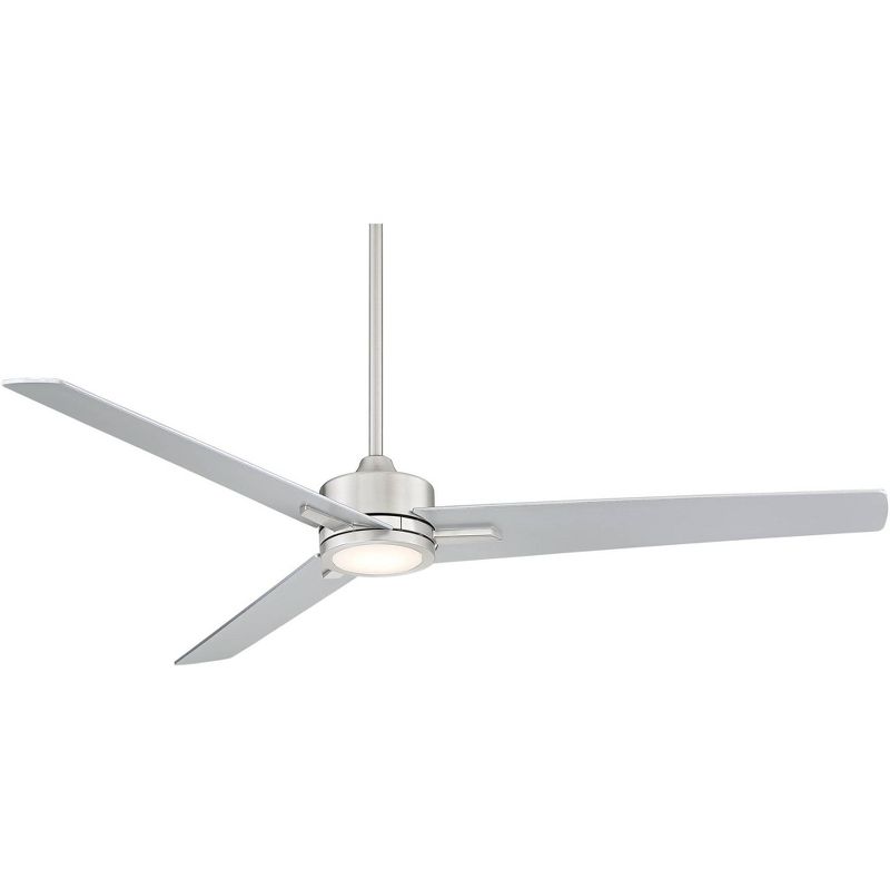 60" Casa Vieja Modern Ceiling Fan with Light LED Dimmable Remote Brushed Nickel Silver Blades Living Room Kitchen Bedroom Family