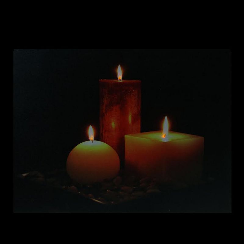 Northlight LED Lighted Tranquil Zen Triple Candles Canvas Wall Art 12" x 15.75"