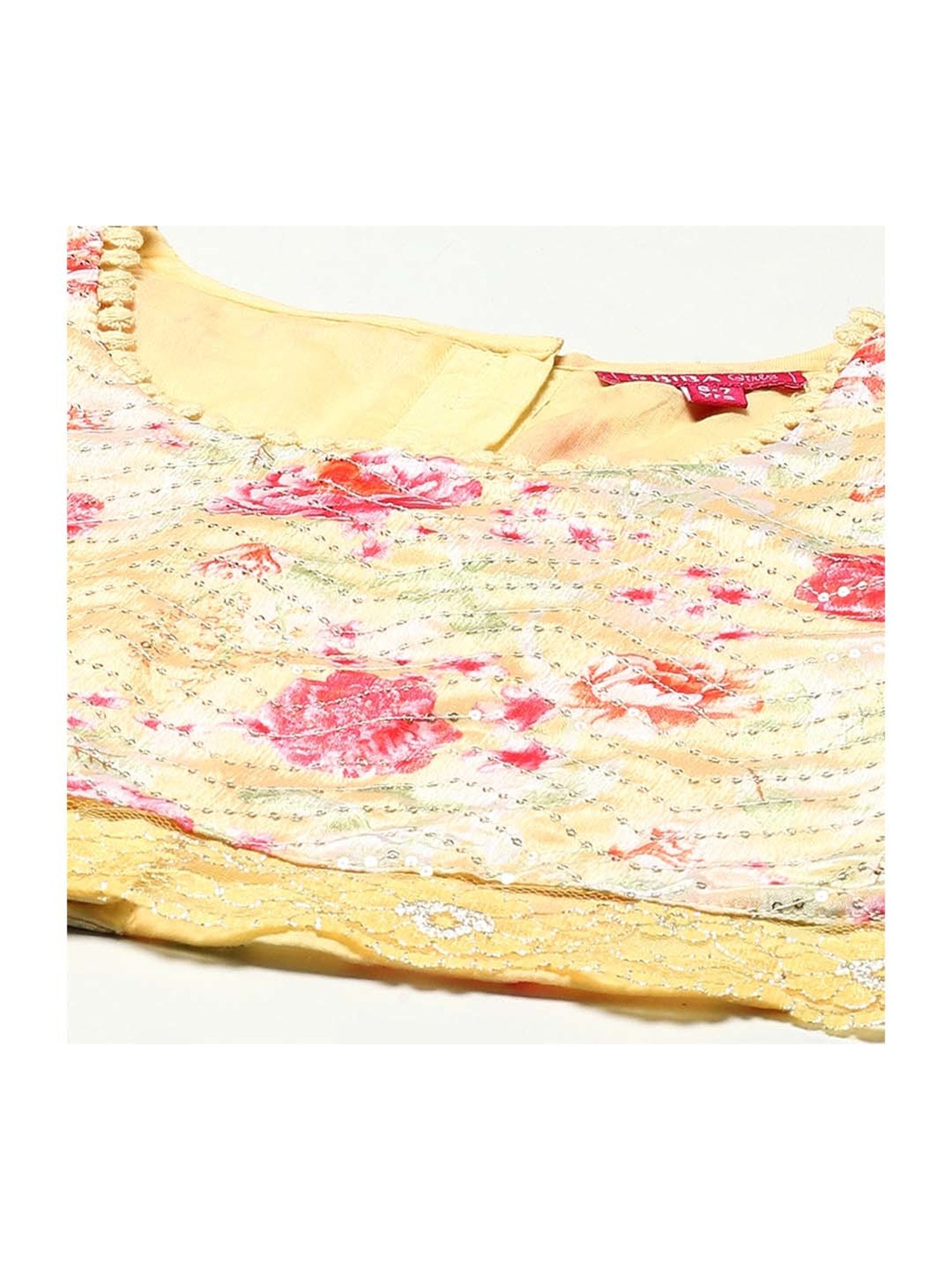 A Little Fable Kids Red & Beige Embellished Lehenga Choli