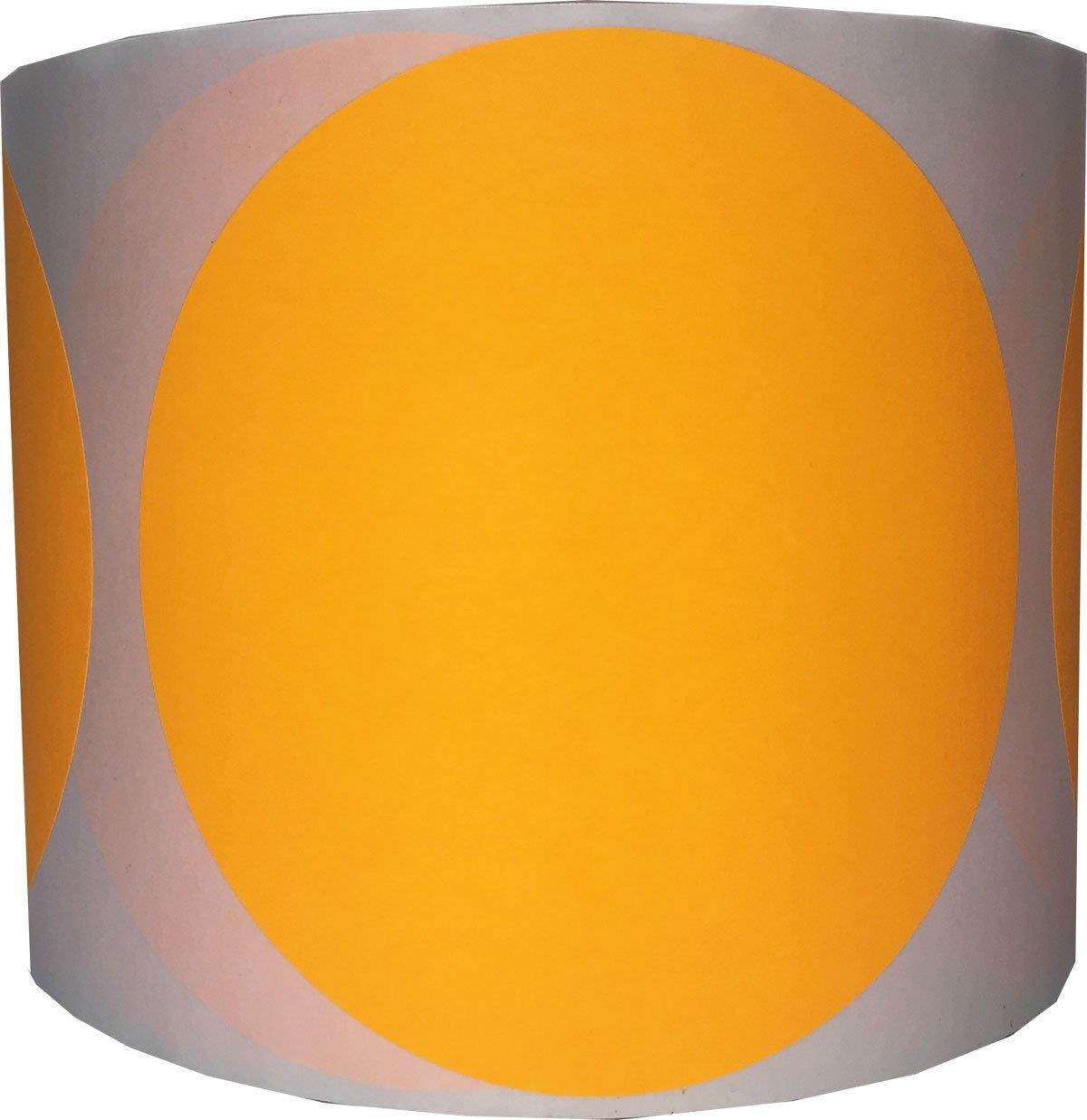 Fluorescent Orange Circle Stickers, 4 Inches Round, 500 Labels on a Roll