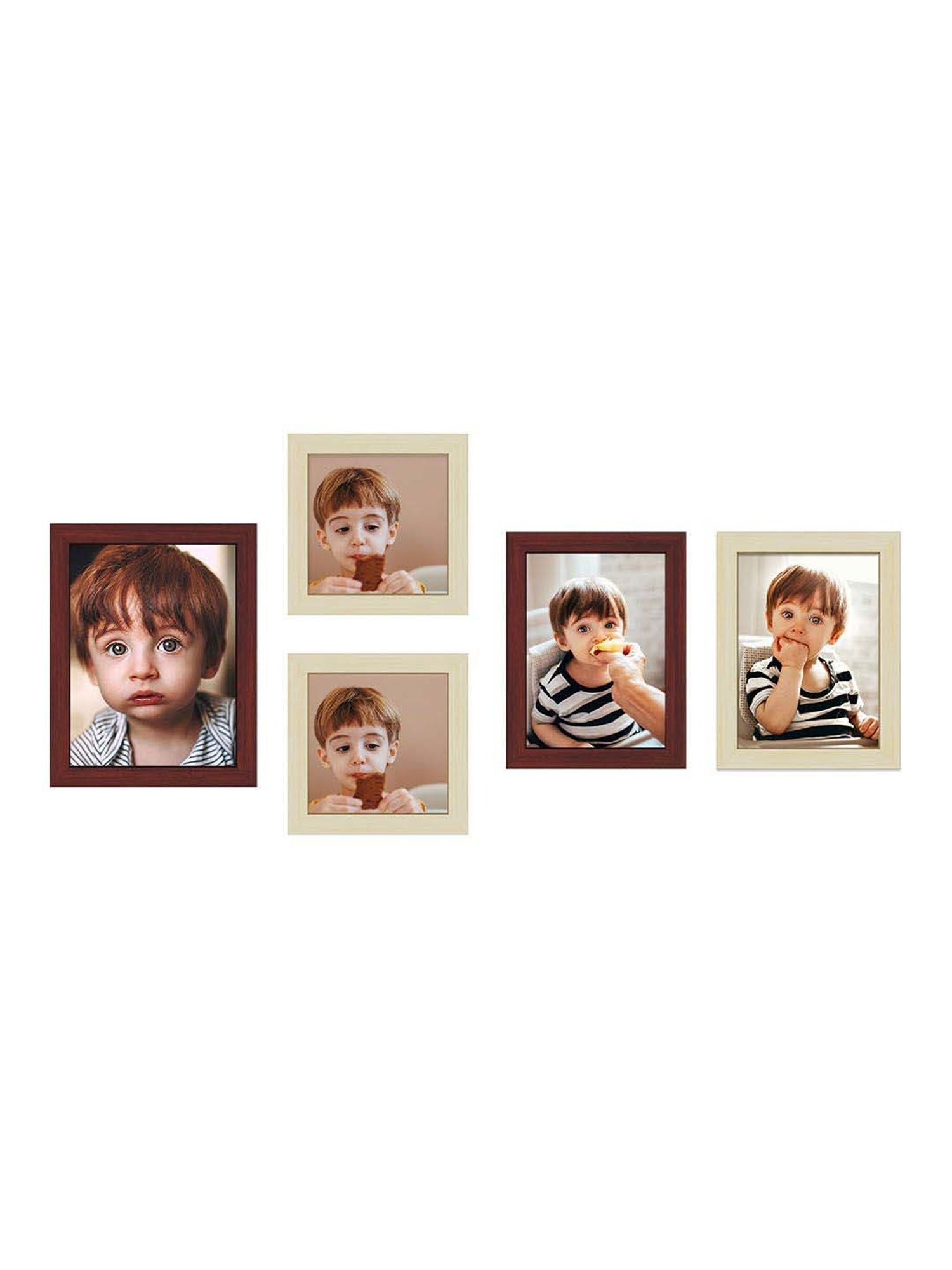 Art Street Brown Synthetic Today & Always Wall Photo Frame - Set of 5