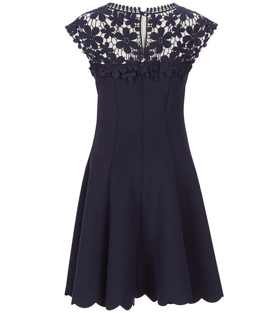 Zunie Big Girls 7-16 Crochet Lace Scallop-Hem A-Line Dress