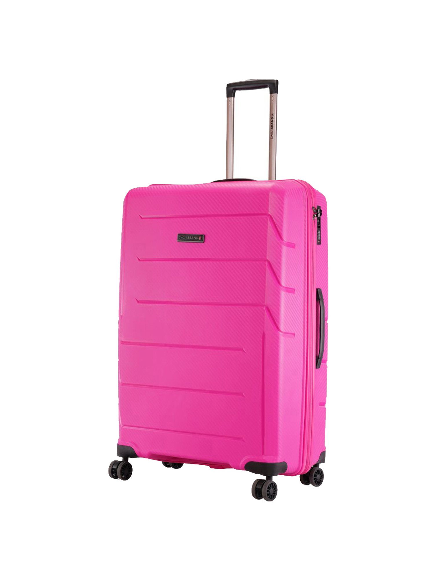Swiss Brand Matterhorn Pink Textured Hard Large Trolley Bag - 29 cm