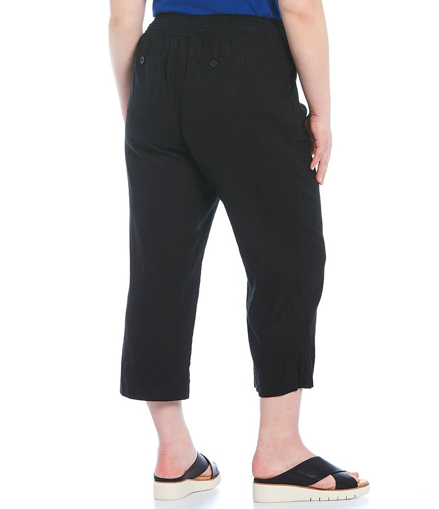 Westbound Plus Size Wide Leg Linen Capri Pants