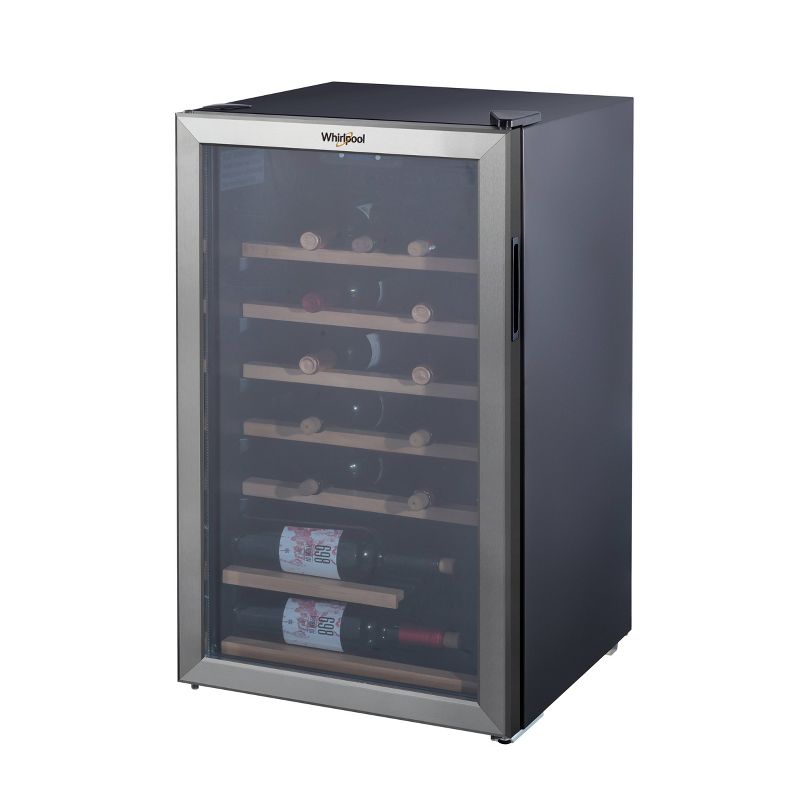 Whirlpool 33 Bottle 3.6 Cu. Ft Wine Fridge-Stainless Steel-WHW36S