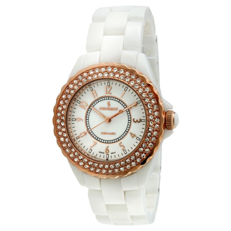 Peugeot Women's White Genuine Ceramic Swiss Watch