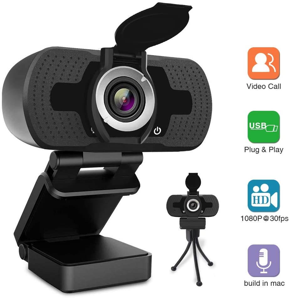 1080p HD Webcam W8, USB Desktop Laptop Camera, Mini Plug and Play Video Calling Computer Camera, Flexible Rotatable,Built-in Mic