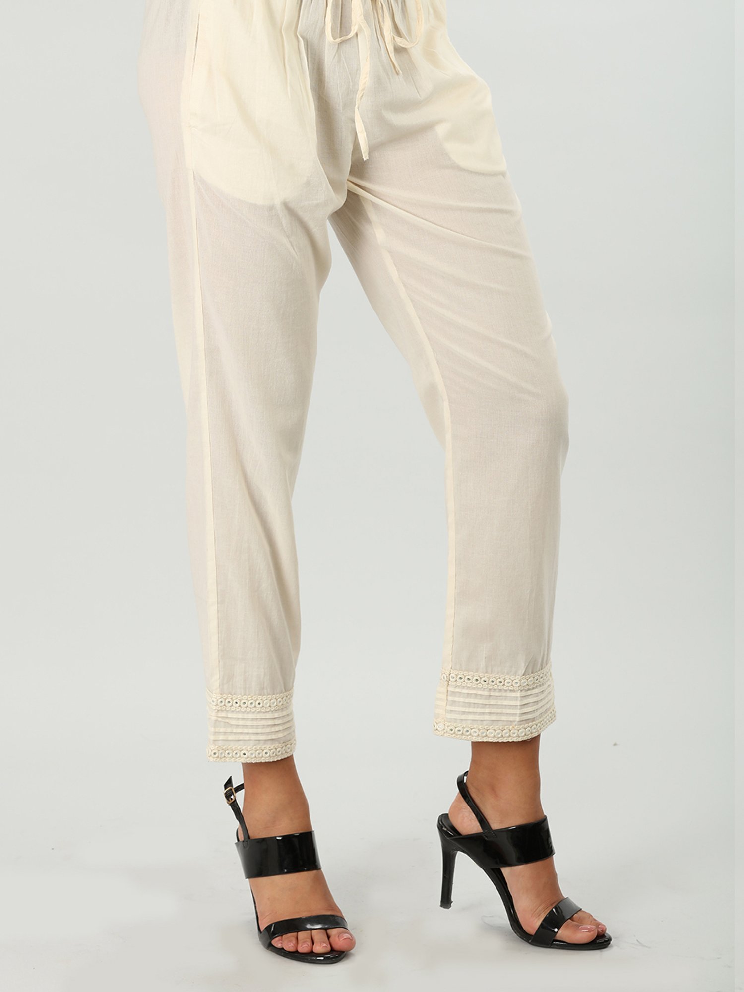 Mustard Off White Regular Fit Palazzos