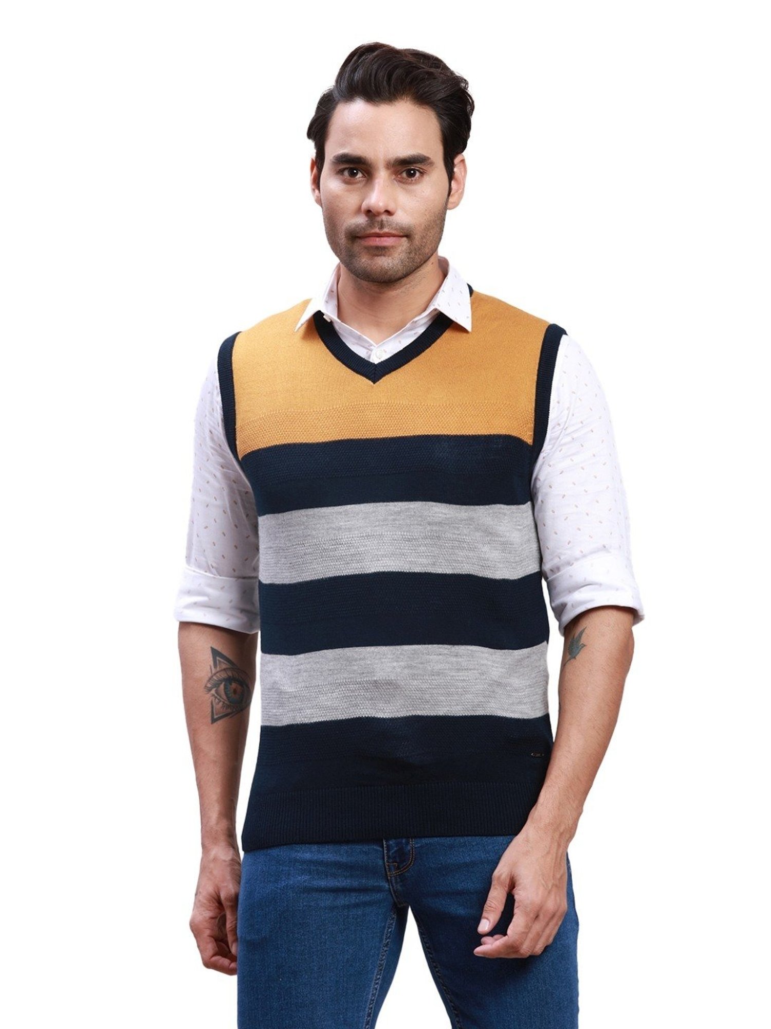 Duke Wine Self Striped Sweater