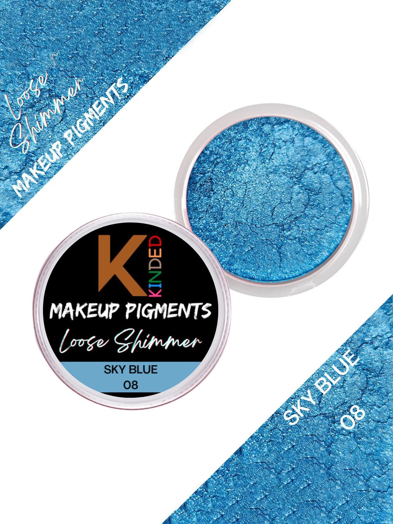 KINDED Loose Shimmer Makeup Pigments Powder Eyeshadow Highlighter 08 Sky Blue - 3 gm