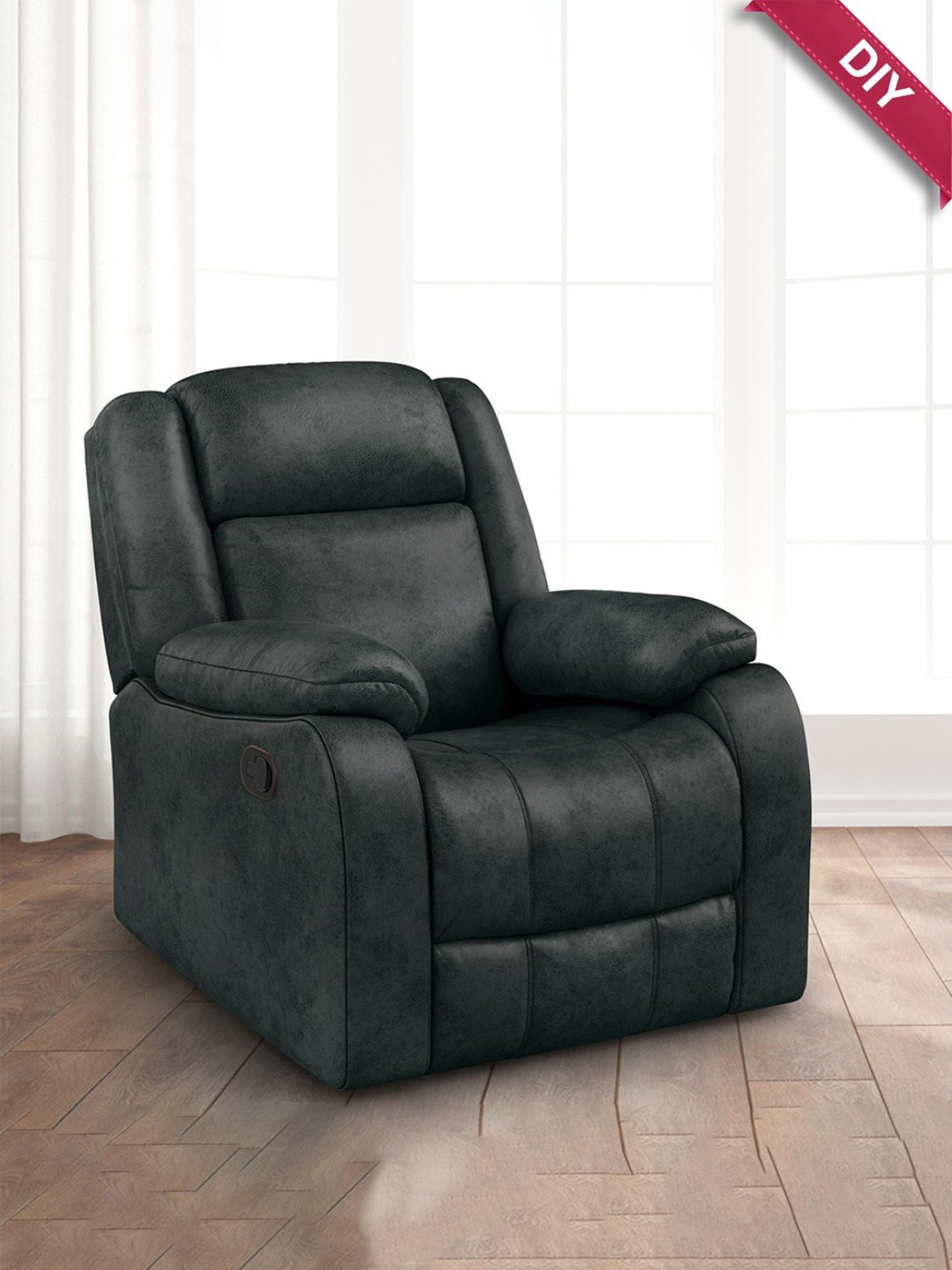 Duroflex Avalon Midnight Blue Wood Single Seater Recliner