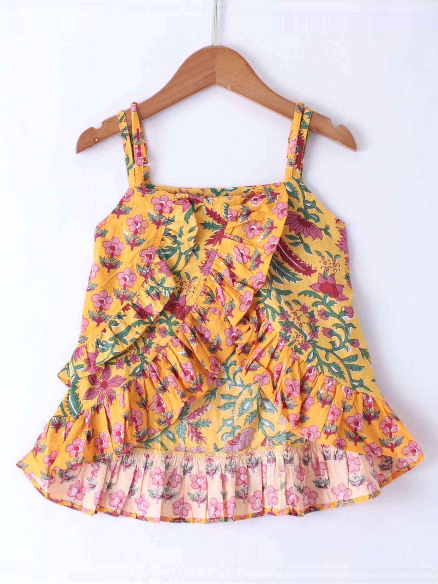 TWISHA Kids Yellow & Pink Cotton Printed Top Set