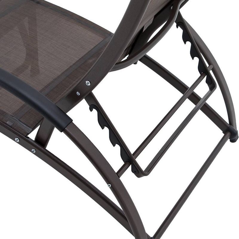 Outdoor Aluminum Adjustable Chaise Lounge Rocking Chair - Brown - Crestlive Products