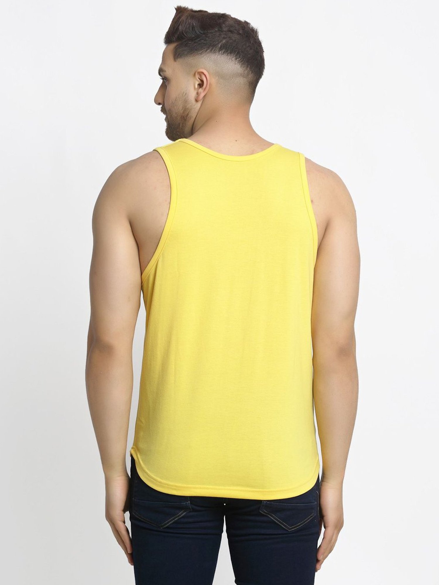 Friskers Multi Cotton Slim Fit Printed Gym Vest - Pack of 2