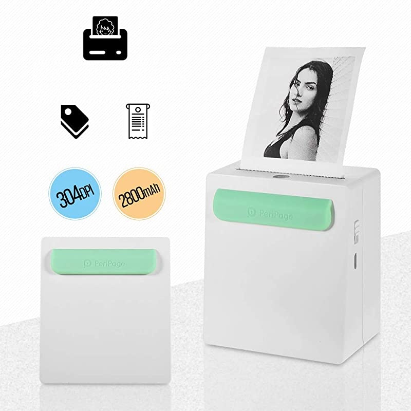 PeriPage A8 Portable Mini Pocket Wireless BT Thermal Printer Clip Design Receipt Label Memo Sticker AR Photo Picture Printer for Android iOS Smartphone Windows 304DPI