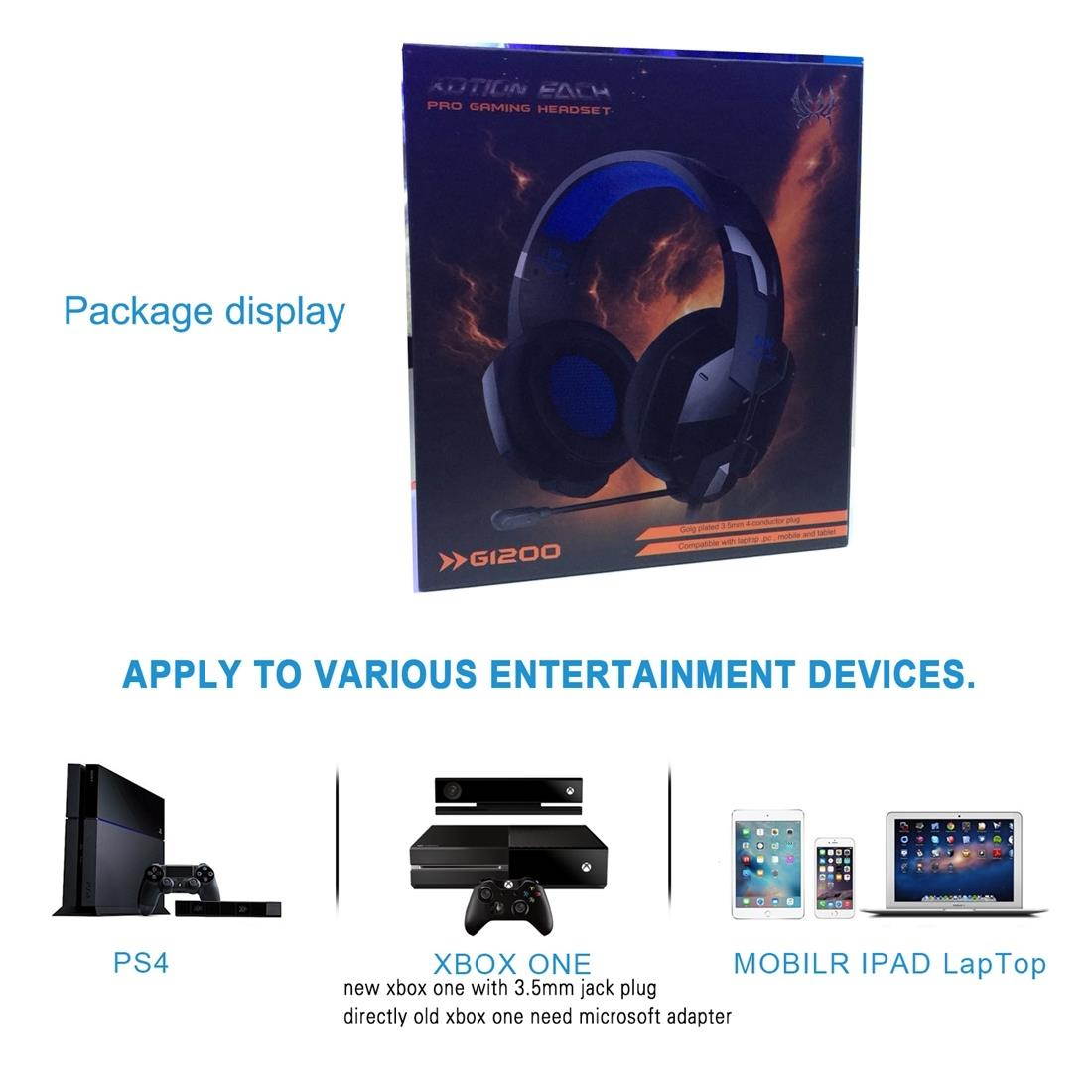 KOTION EACH G1200 Professional 3.5mm Plug Bass Stereo Gaming Headphone with Microphone, For PS4, Smartphone, Tablet, Computer, Notebook(Red)