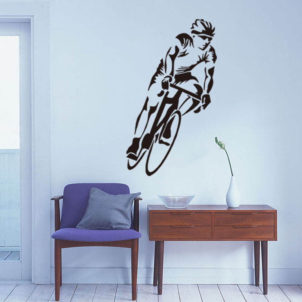 1pc Wall Hanging Sticker Cycling Man Decals Sports Style Mural Waterproof Wall Pasters for Home Hotel Dorm