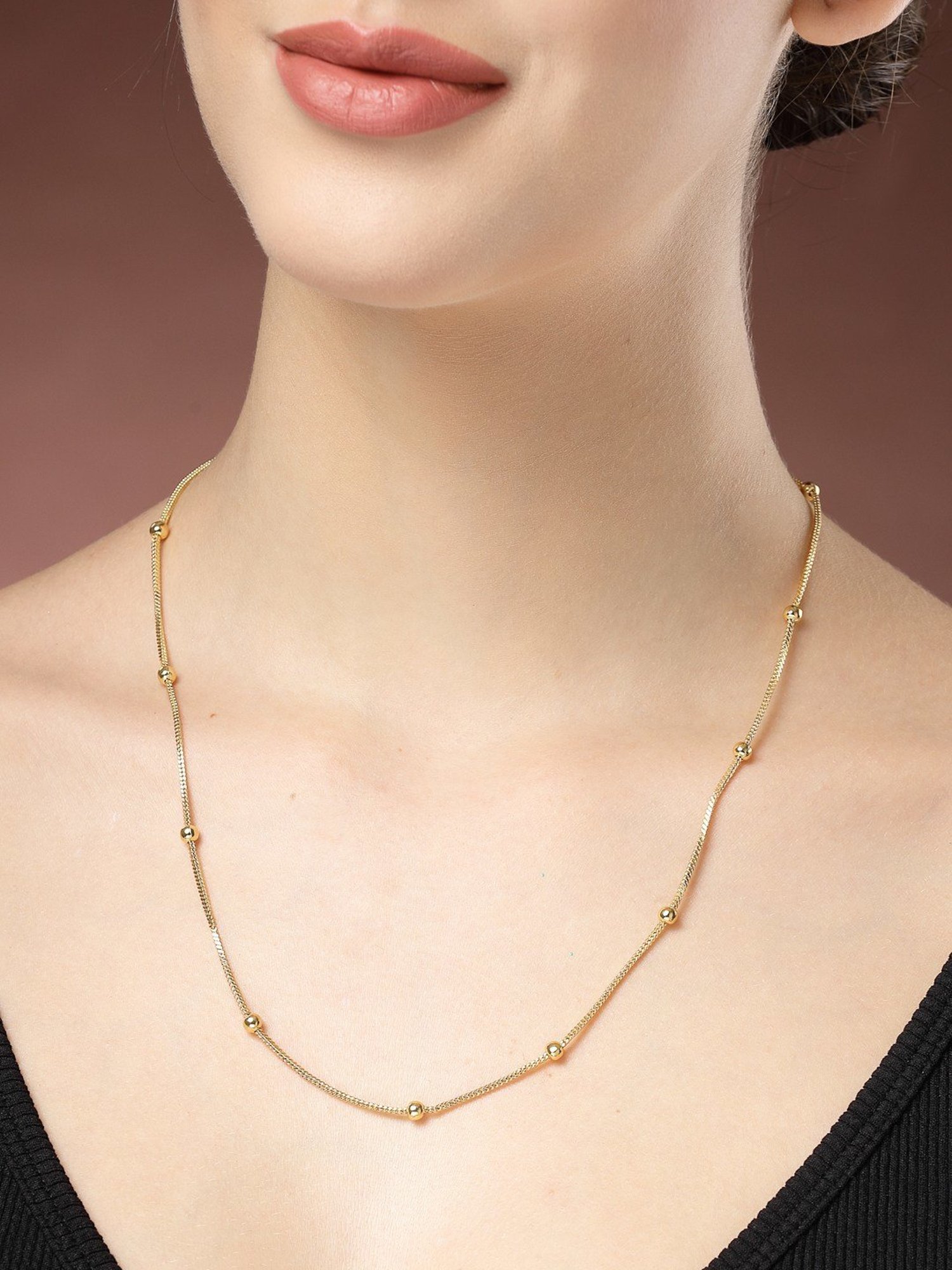 NVR Women's Gold-Plated Minimal Chain - Set of 3