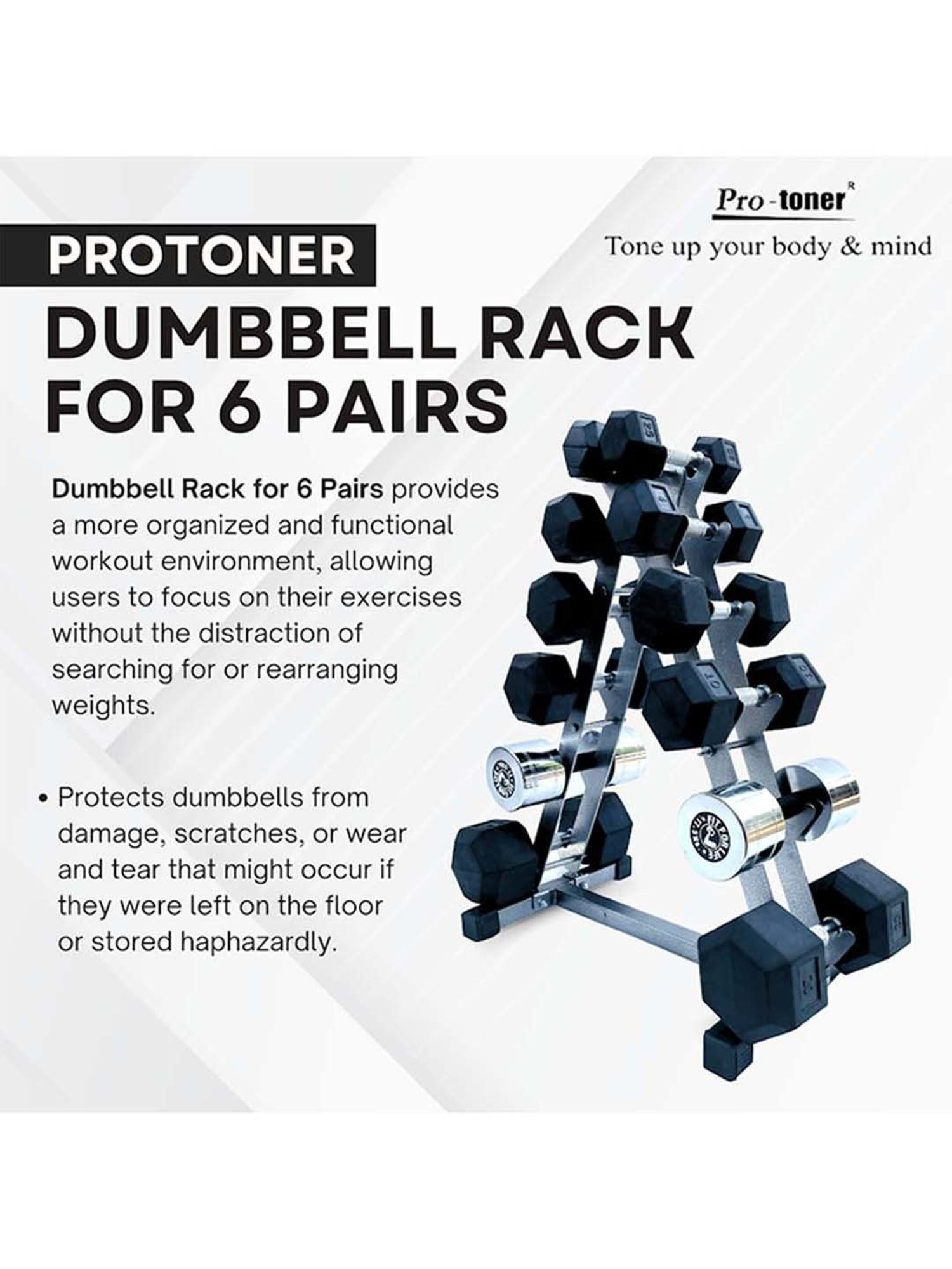 Protoner Multipurpose Weight Rack (Silver) Size - 87.4x15.8