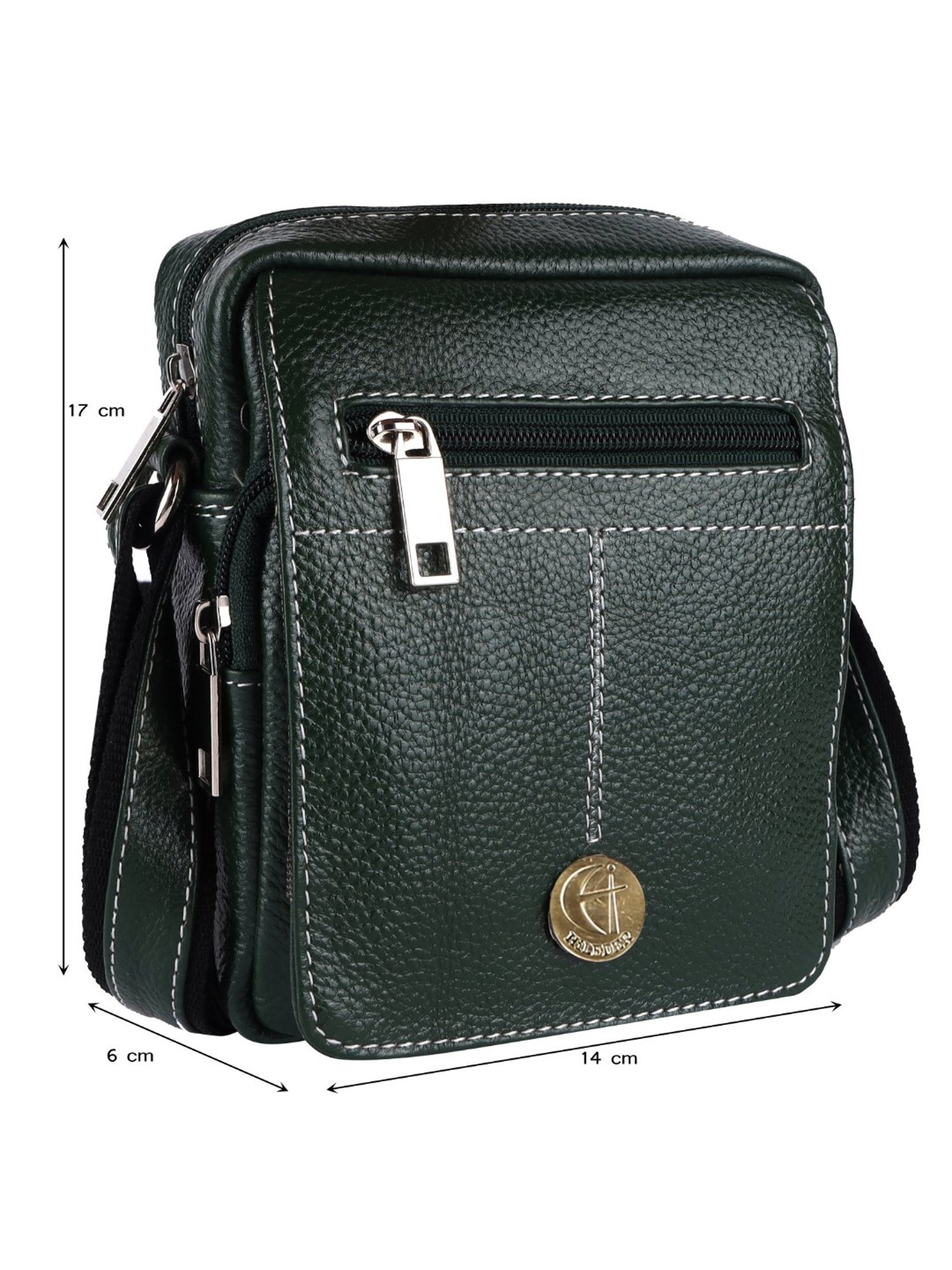 HiLEDER Pure Genuine Leather Messenger Shoulder Sling Cross Body Office Bag for Men and Women, Green