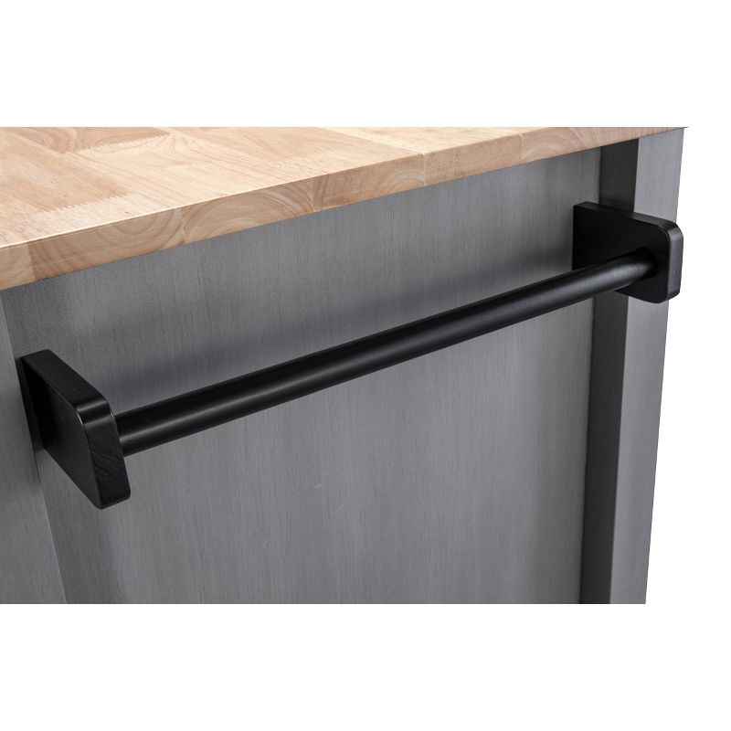 33" Sliding Door Kitchen Cart with Wood Top Gray - Home Essentials