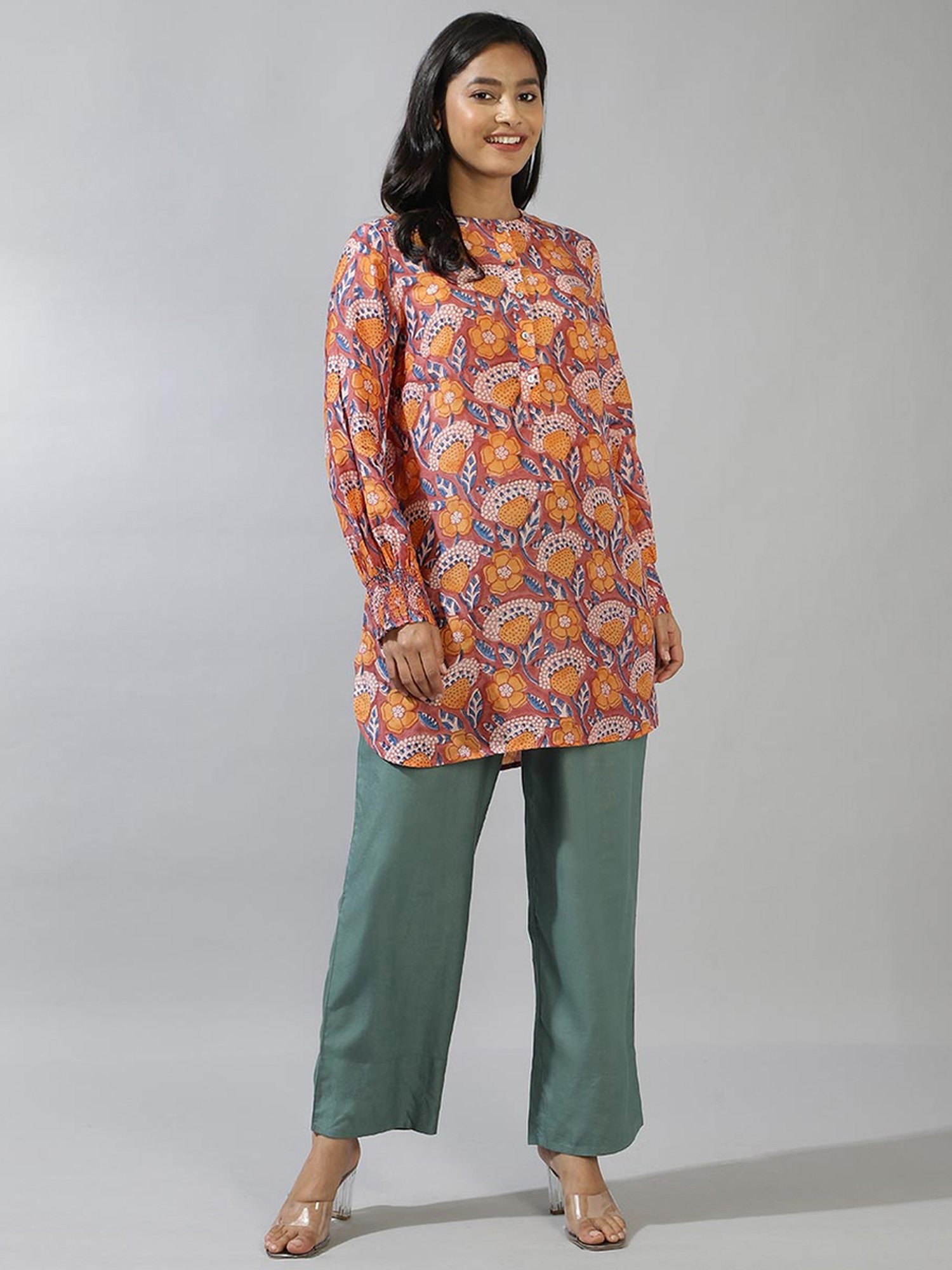 Fabindia Orange Printed Tunic