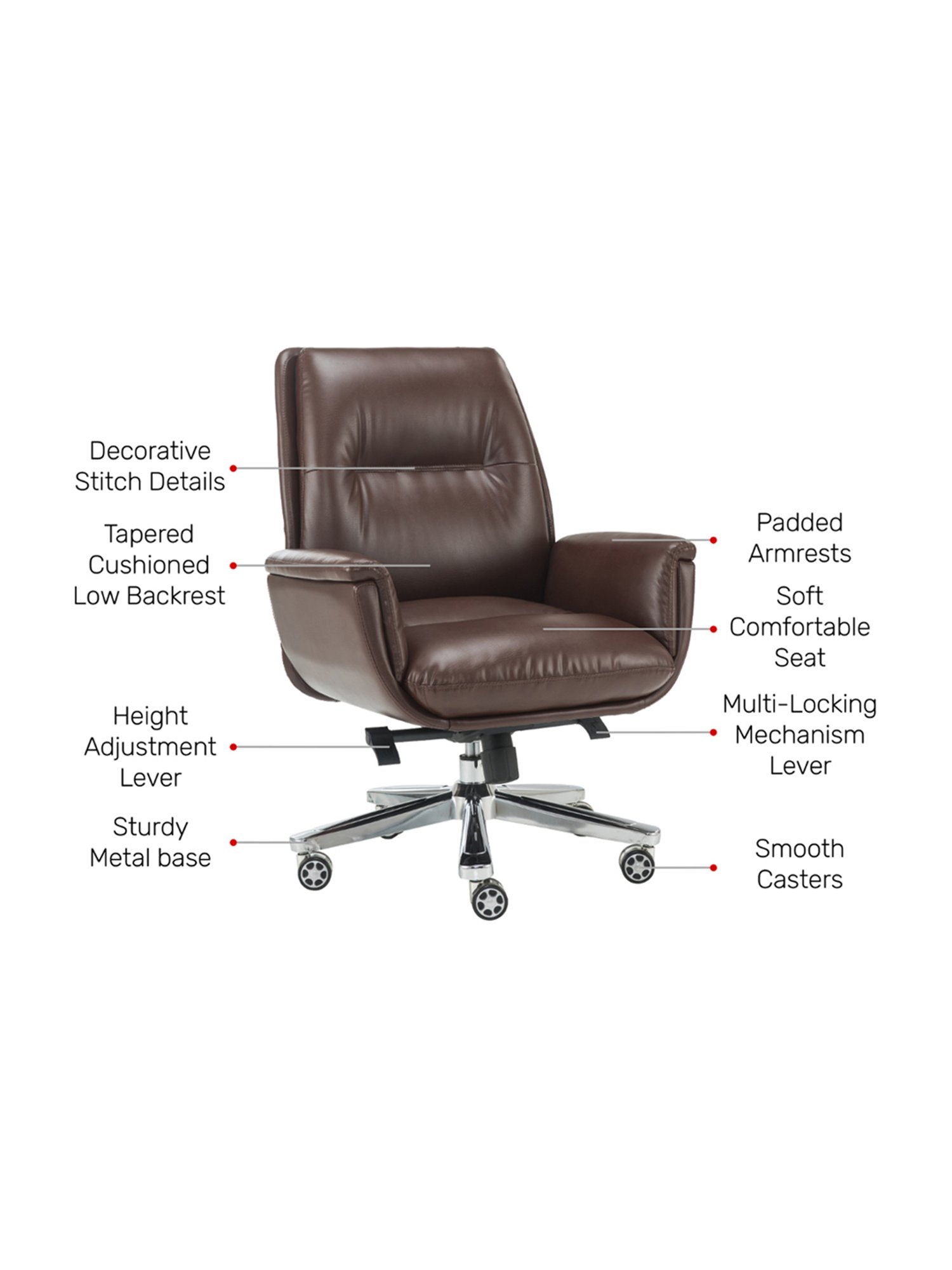 Durian Lincoln Brown Premium Leatherette Office Chair