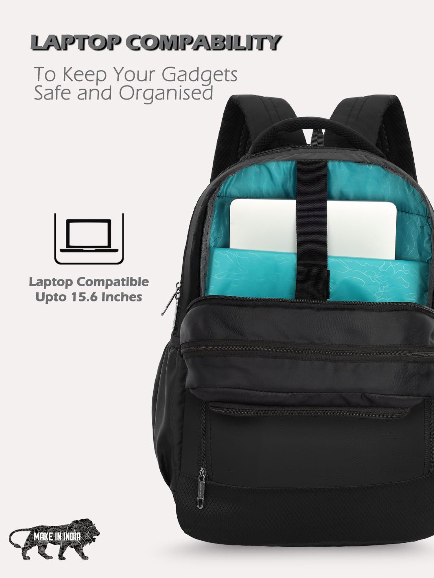 Lavie Sport Business RC 33L Anti-theft & Raincover Laptop Backpack For Boys & Girls (Black)