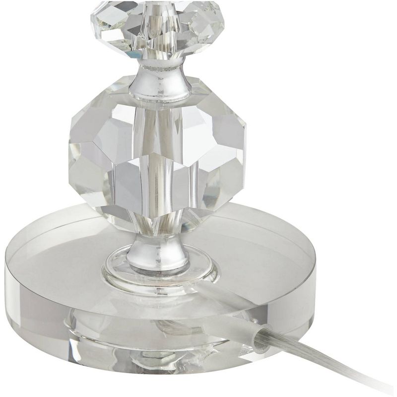 Vienna Full Spectrum Table Lamp Clear Crystal Column Metal Light Gray Fabric Cutout Pattern Shade for Living Room Bedroom Bedside