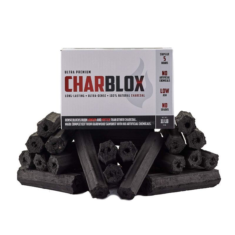 CHARBLOX Eco Friendly Long Lasting Ultra Premium Recycled Natural Hardwood Grilling Charcoal Logs, 11 Pounds