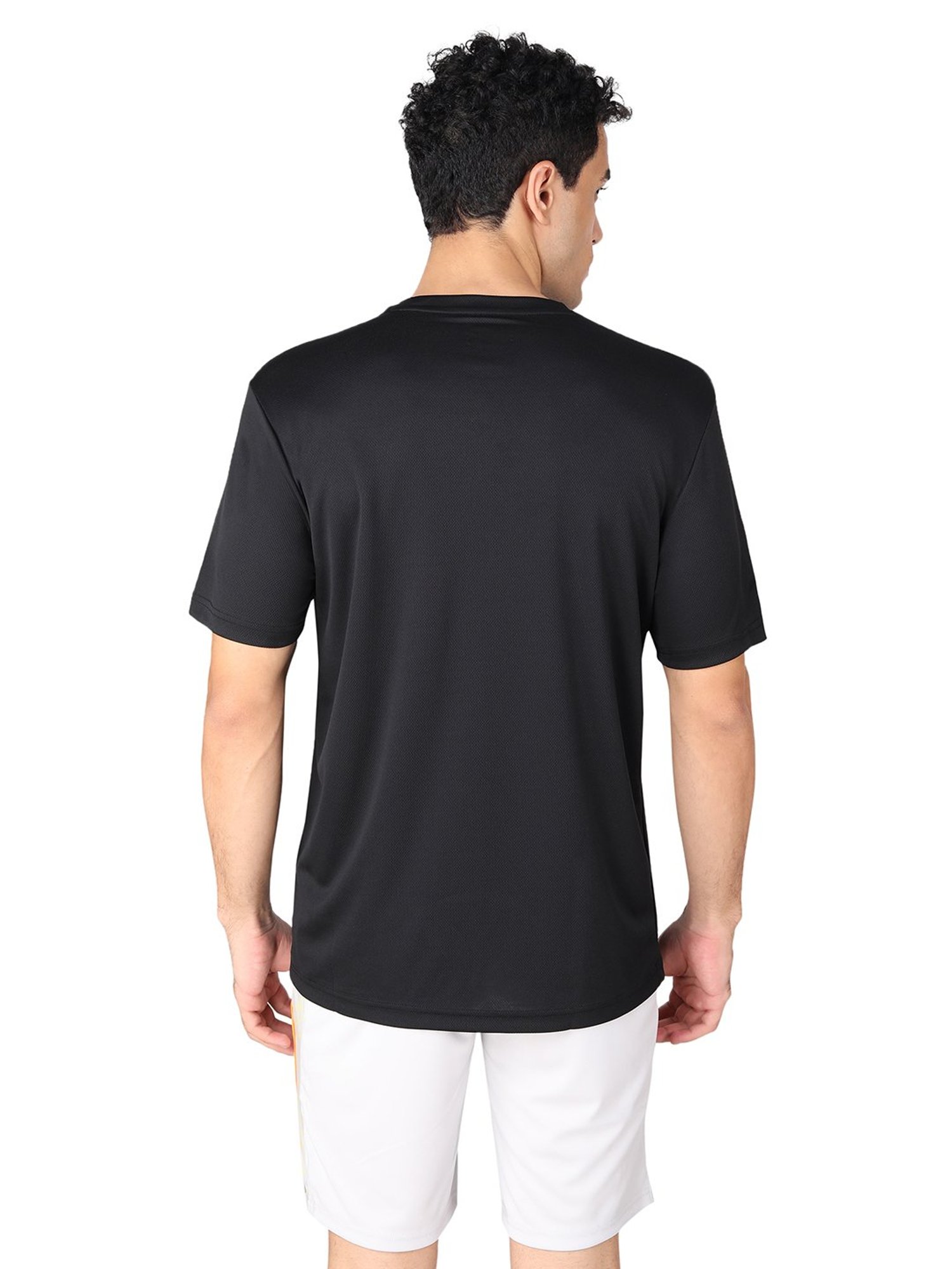 Yonex Jet Black Regular Fit Graphic Print Badminton T-Shirt