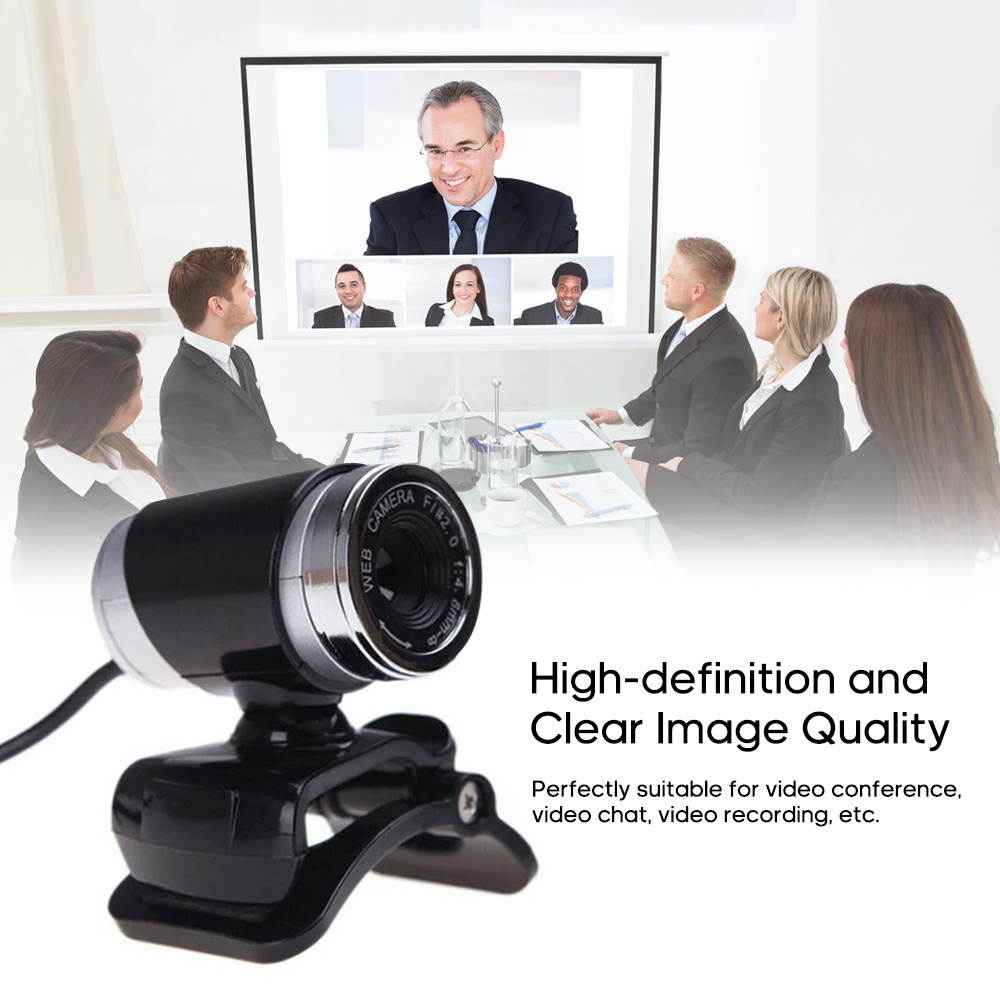 USB Webcam High-definition Web Camera with Clip-on Base Built-in Microphone USB2.0 Web Cam for Computer PC Laptop