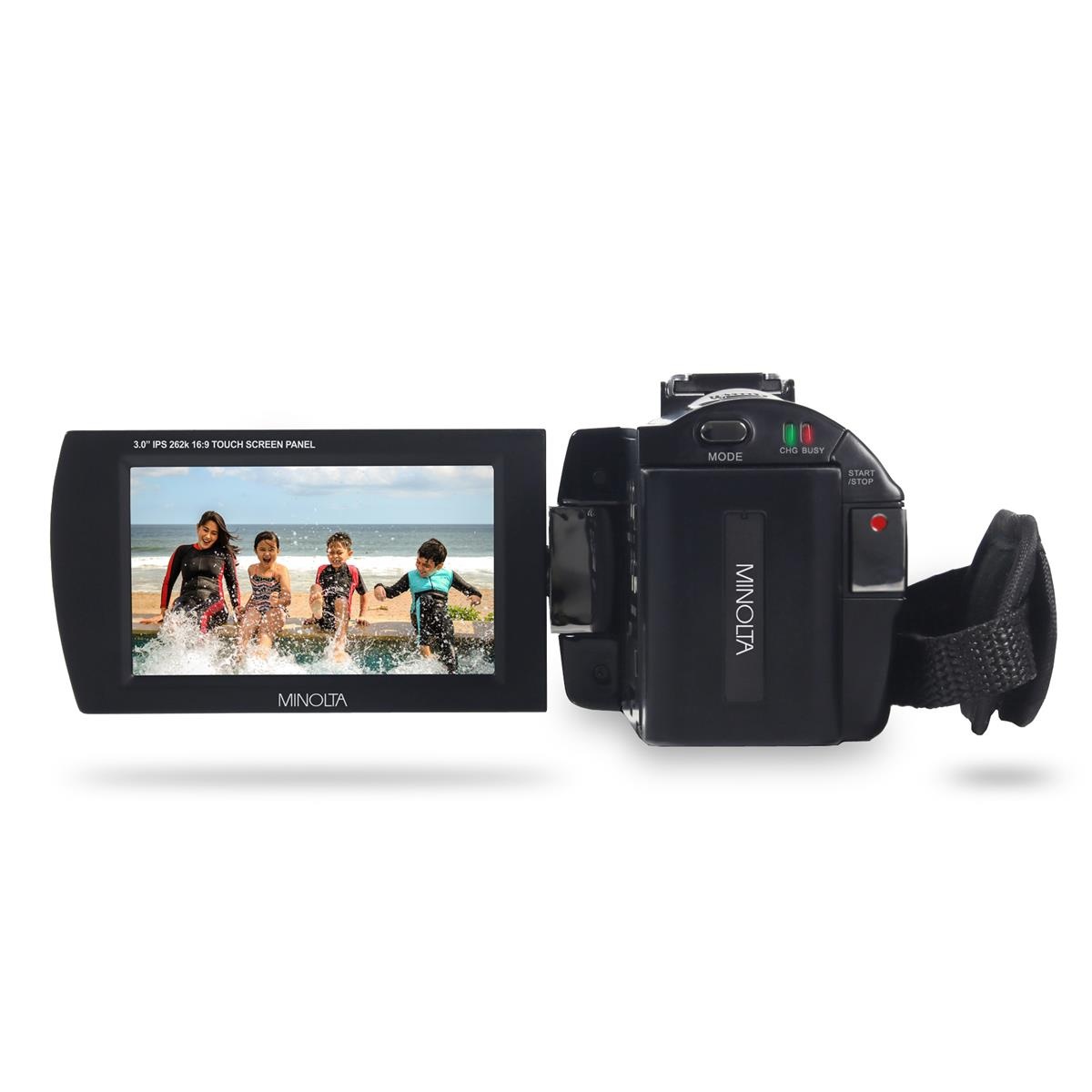 Minolta MN2K10NV 2K UHD Camcorder w/3" Touch & Infrared Night Vision, Black