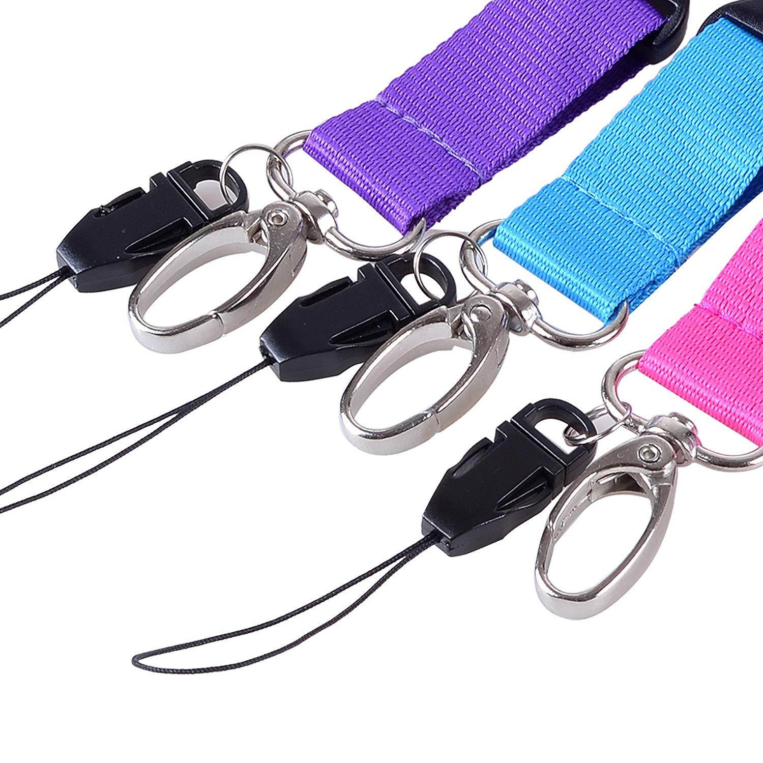 Office Lanyard, Wisdompro 3pcs 23" Premium Polyester Neck Strap Lanyard with Oval Clasp & Detachable Buckle for Phone, Camera, iPod, USB, Key, Keychain, Badge Holder-Purple/Hot Pink/LightBlue