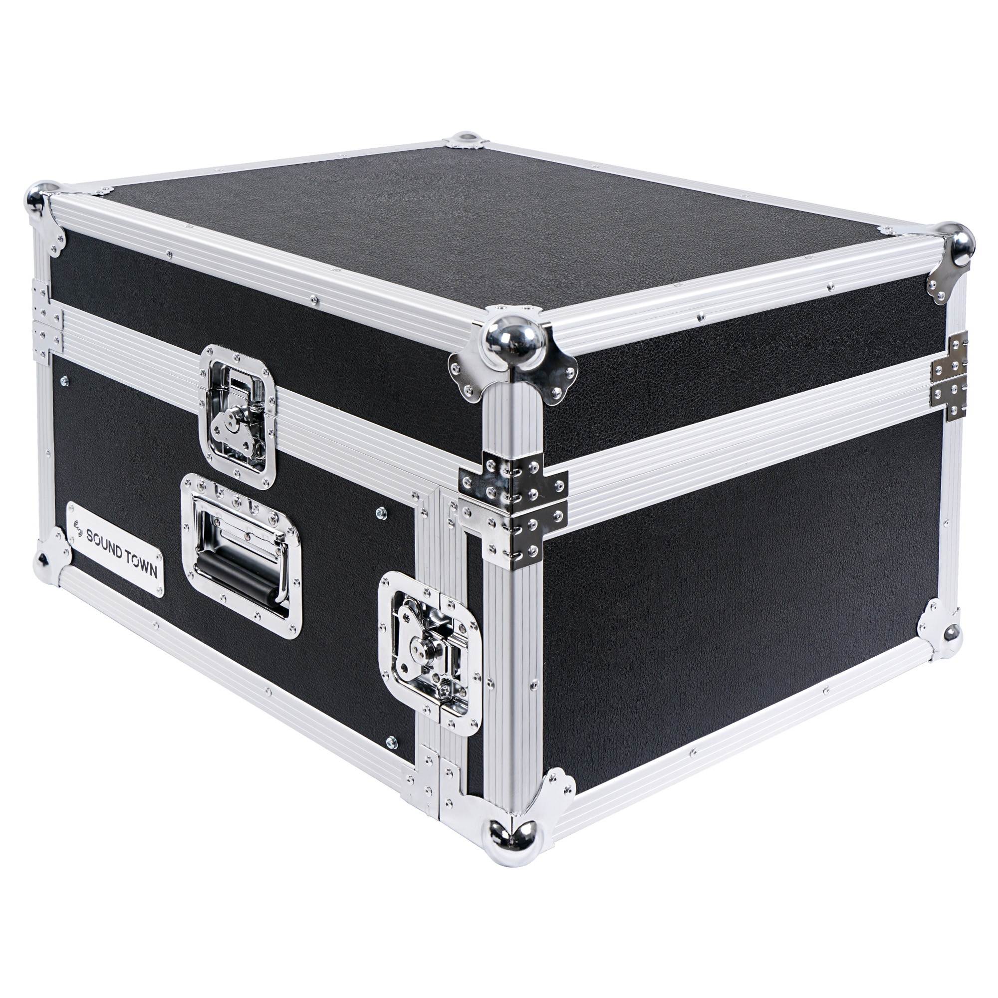 Sound Town 4-Space PA/DJ Pro Audio Rack/Road ATA Server Case with Slant Mixer Top (STMR-4U)