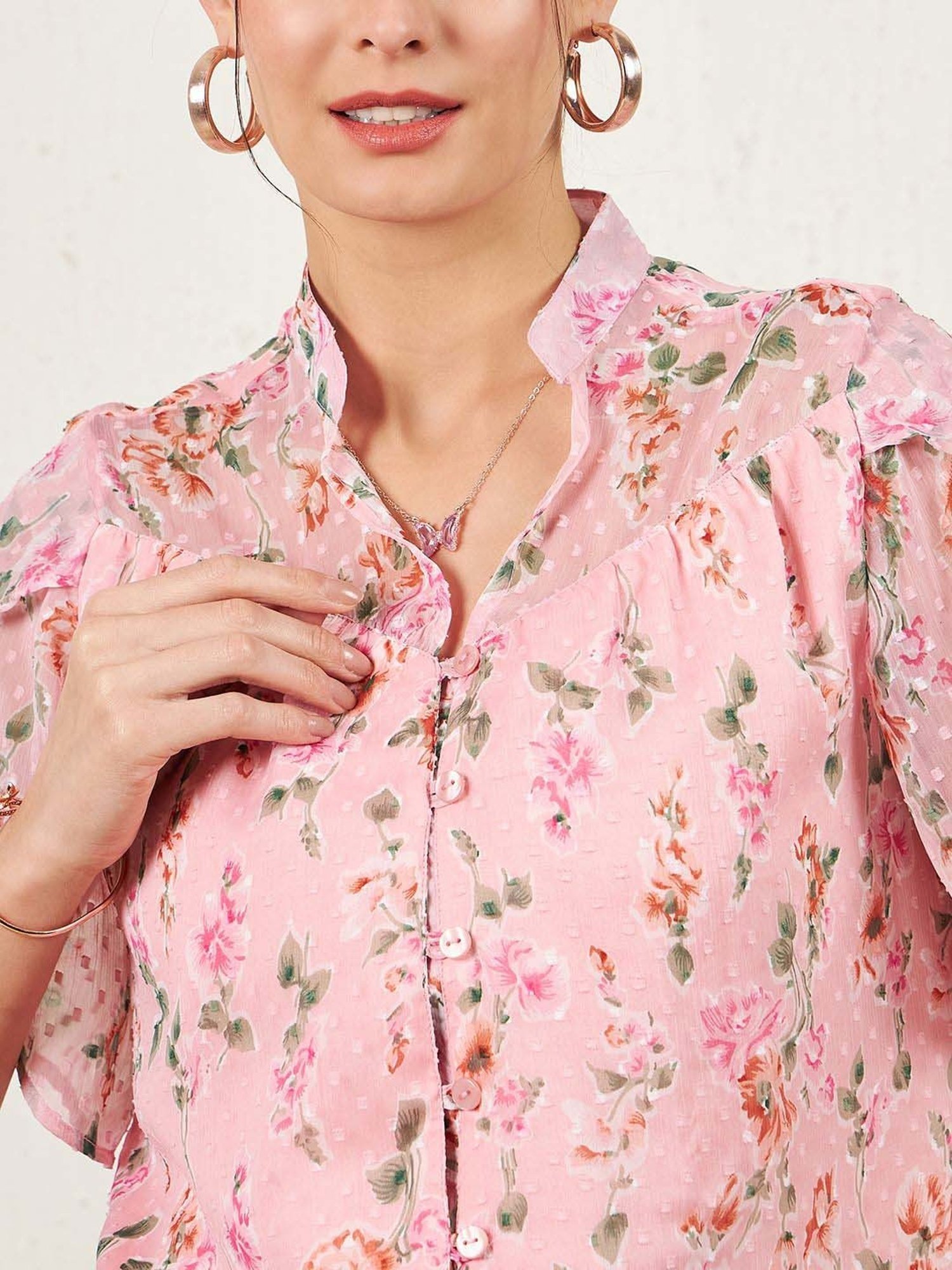 Marie Claire Pink Printed Top