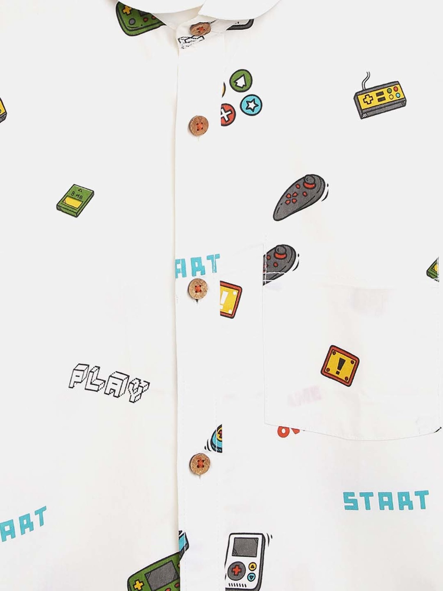 Tales & Stories Kids White Cotton Printed Shirt