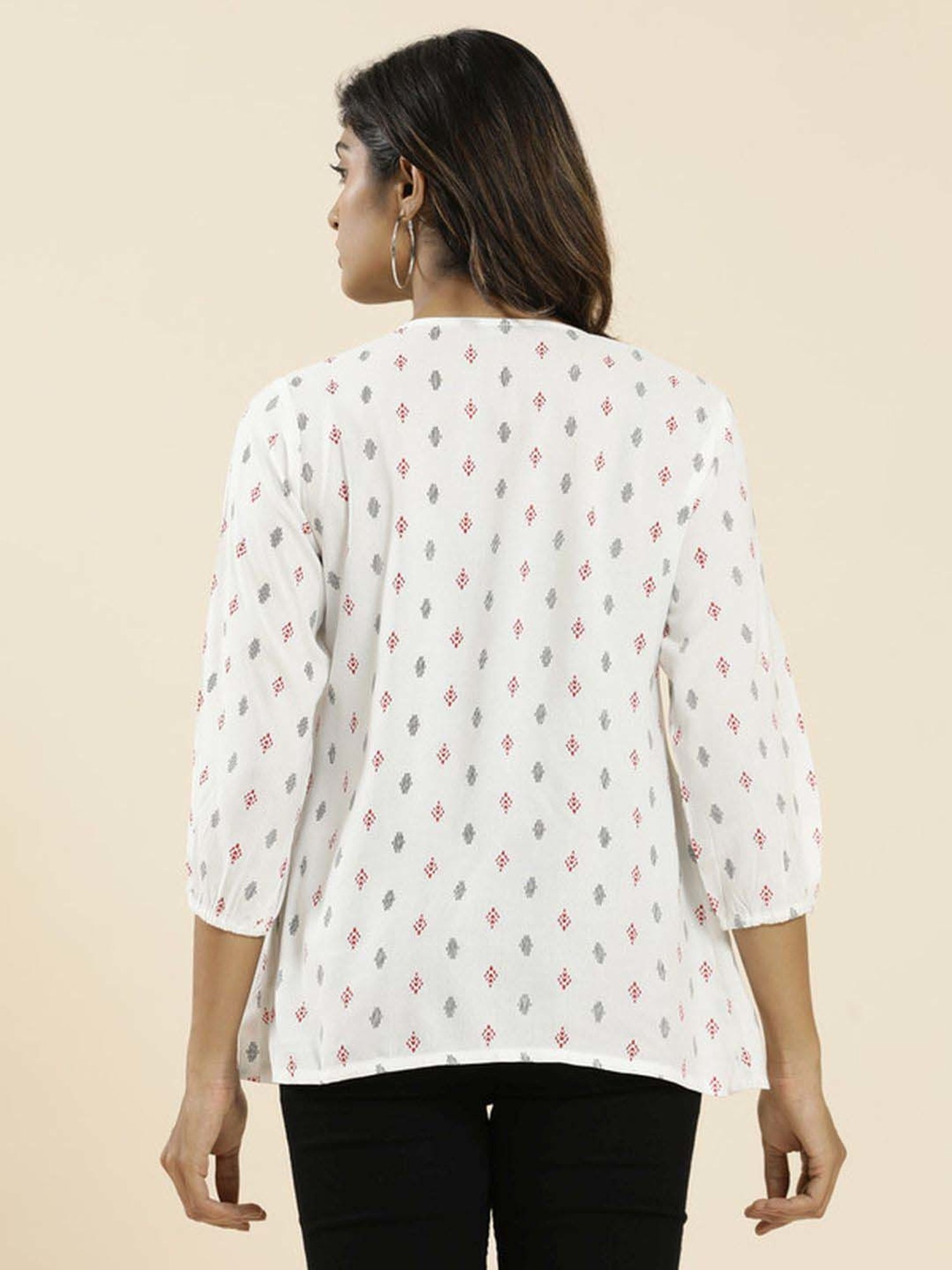 Jaipur Kurti White Printed Top