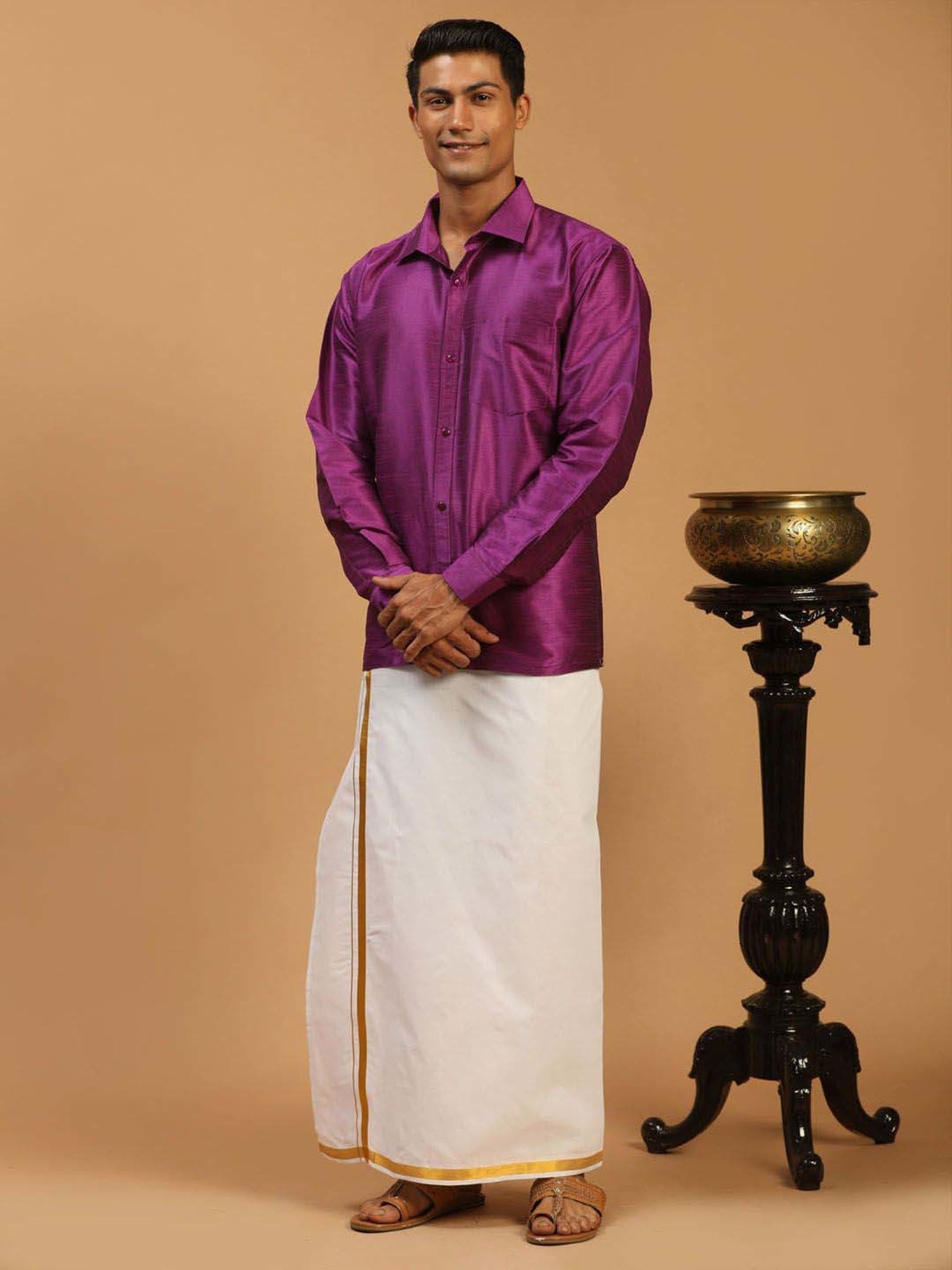Vastramay Purple Regular Fit Ethnic Shirt
