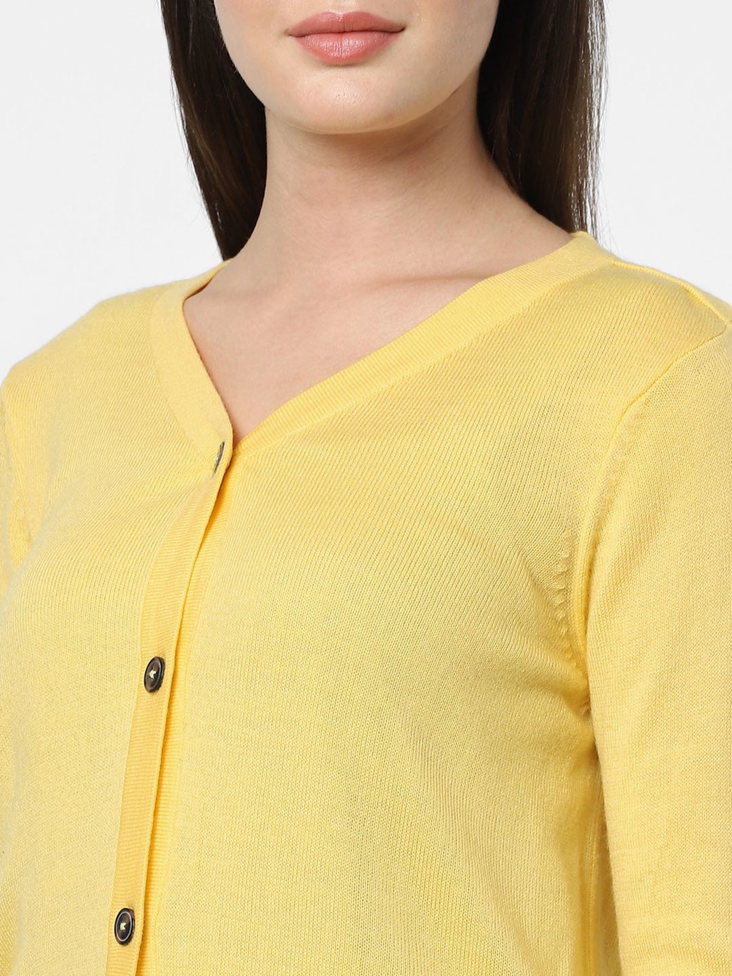 Vero Moda Yellow Regular Fit Cardigans