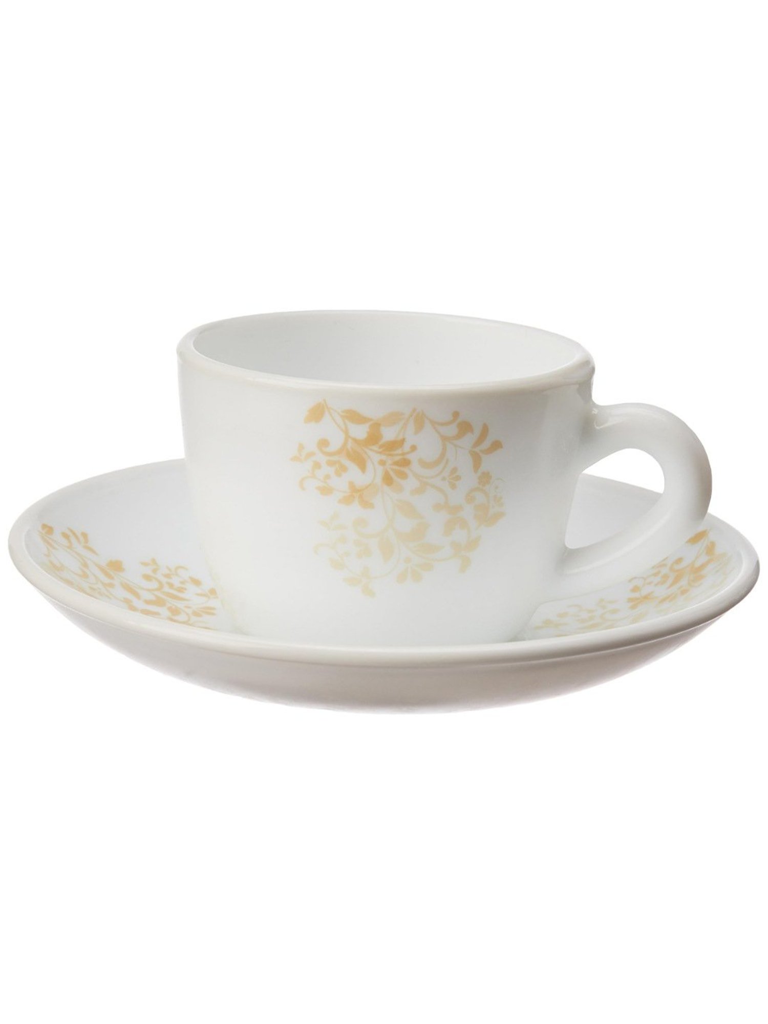 Larah by Borosil White Ceramic Opalware Cup and Saucer Set of 12 220ml