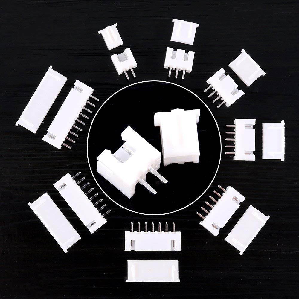 Glarks 1180 Pieces 2.54mm JST-XHP 2/3 / 4/5 / 6/7 / 8/9 Pin Housing JST Adapter Cable Connector Socket Male and Female with 2.54mm Female Pin Header Connector Kit