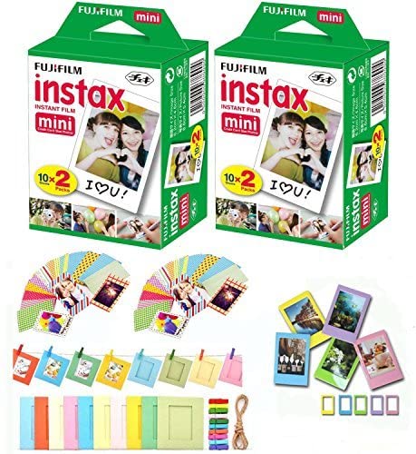 Fuji Instax Mini instant film 40 pieces with 20 decorative skin stickers for Fuji Instax Mini 8 and SP-1 2 x 10 x 2pack (40 pieces in total)